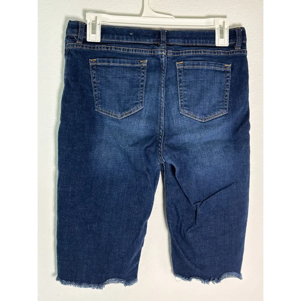 The Childrens Place Girls Blue Distressed Skimmer Shorts Size 16‎ Frayed Hem